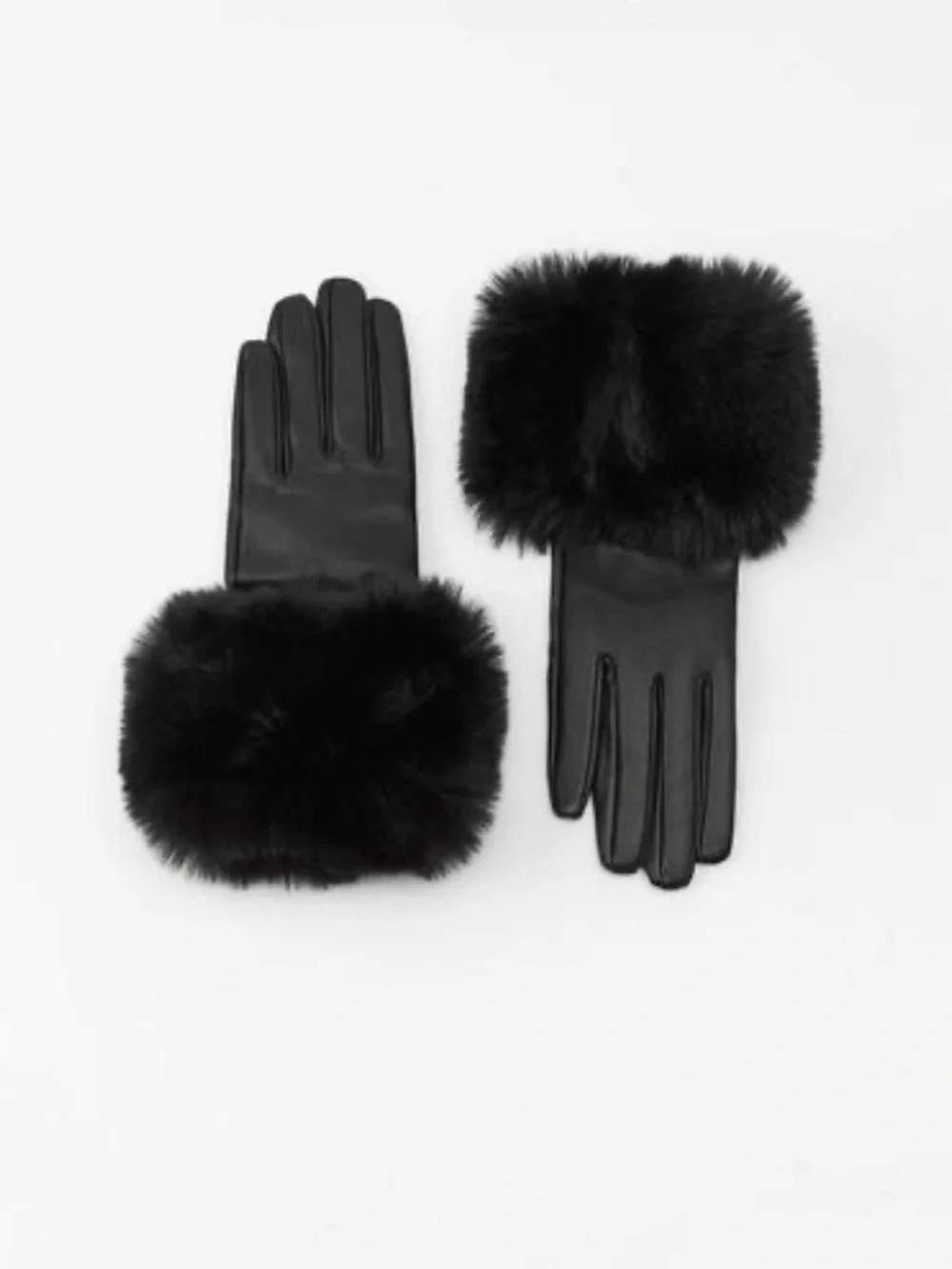 Zara Black Faux Fur Cuff Gloves